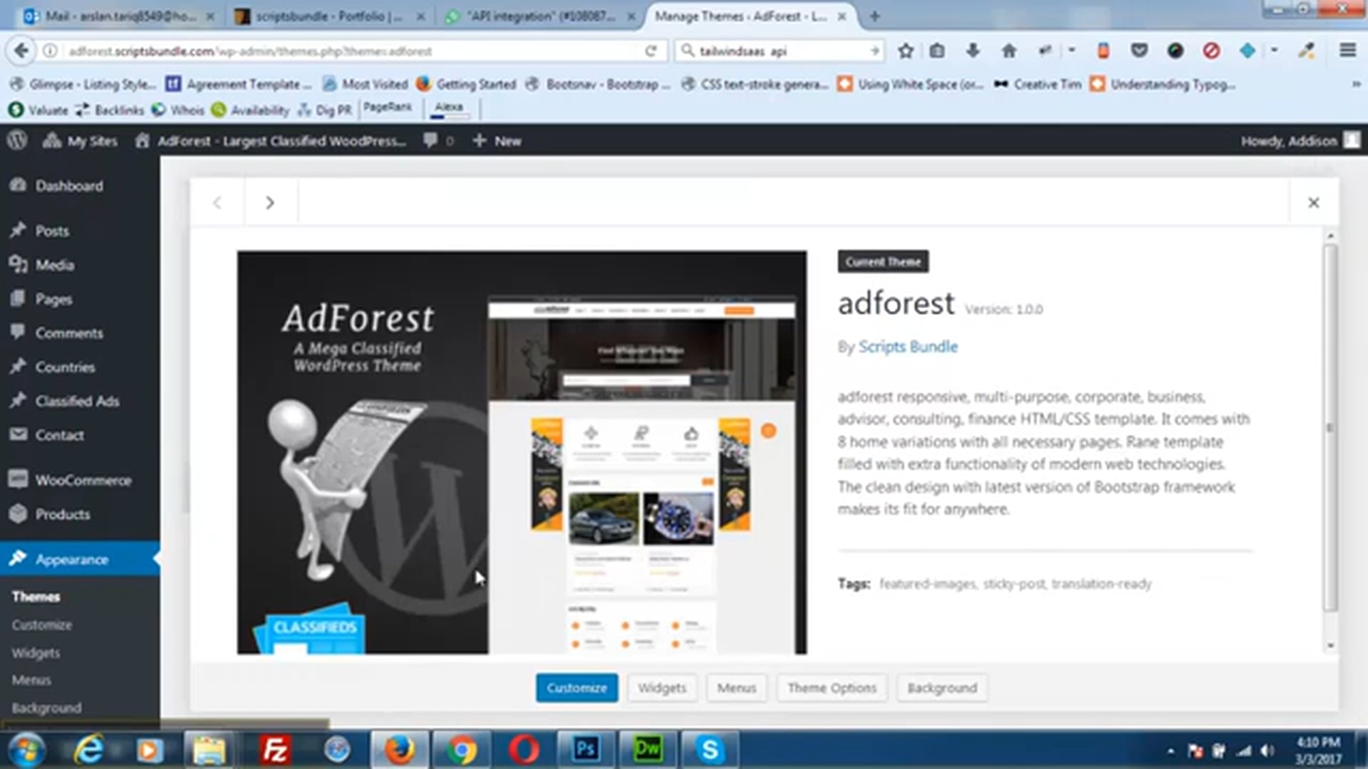 Classified ads wordpress theme options-Adforest