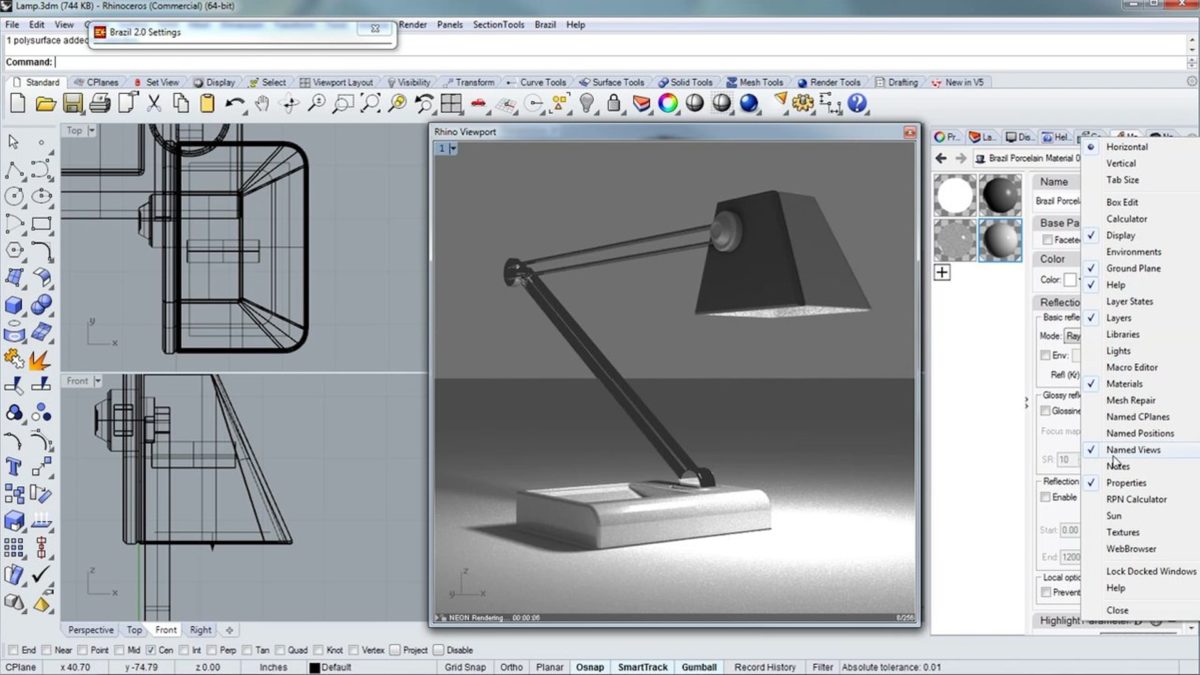 Design an adjustable lamp in v5 Rhino