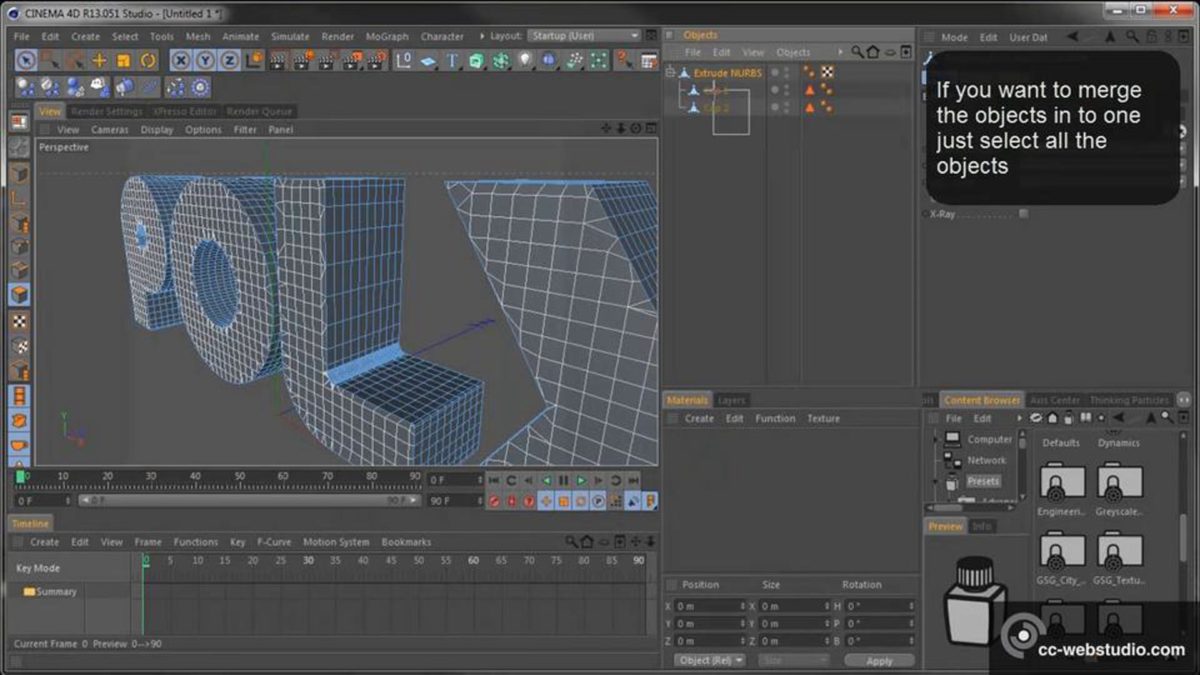 Extrude Nurbs to Editable Polygons Cinema 4D