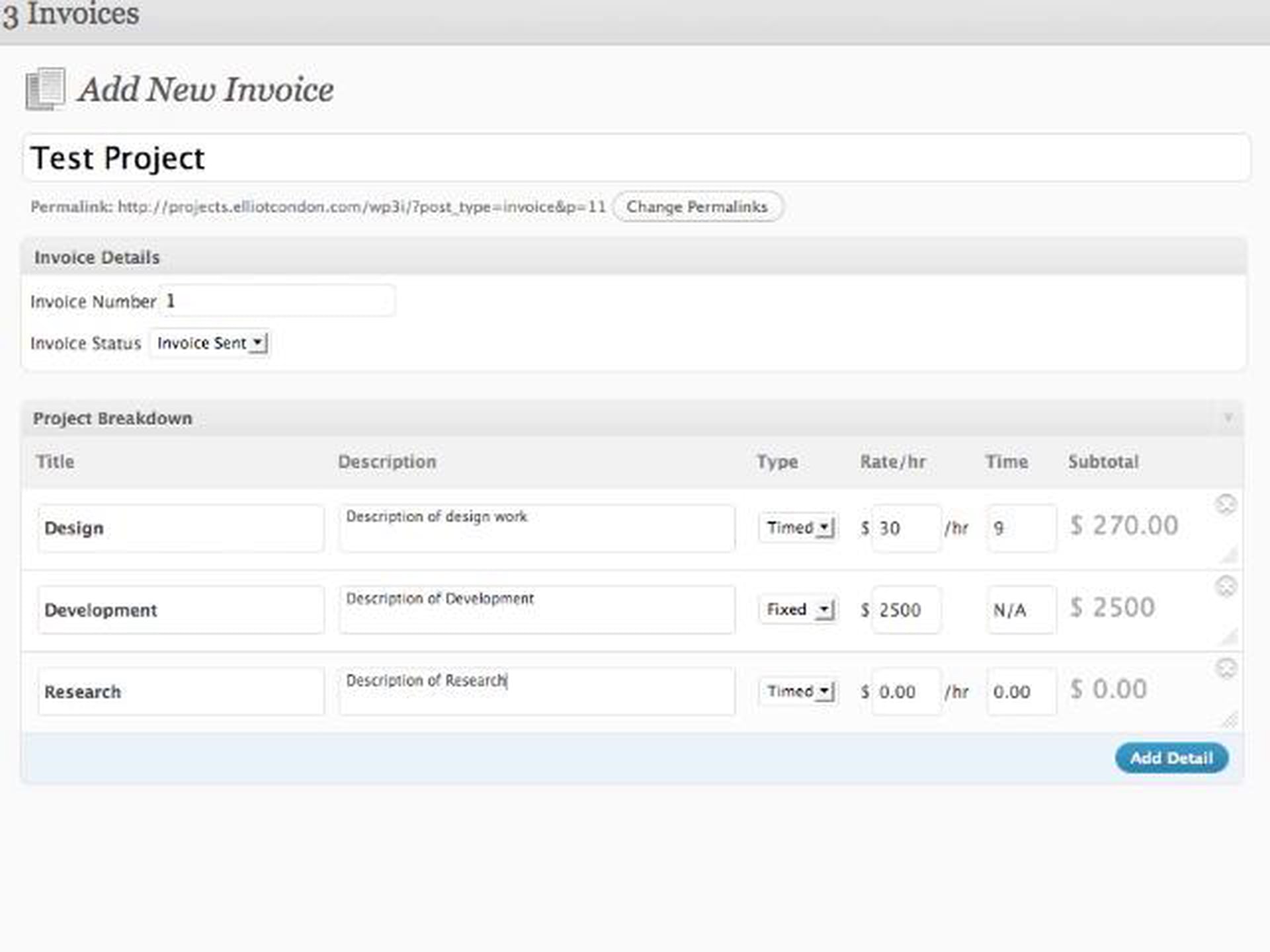 WordPress 3 Invoices – Creating an Invoice