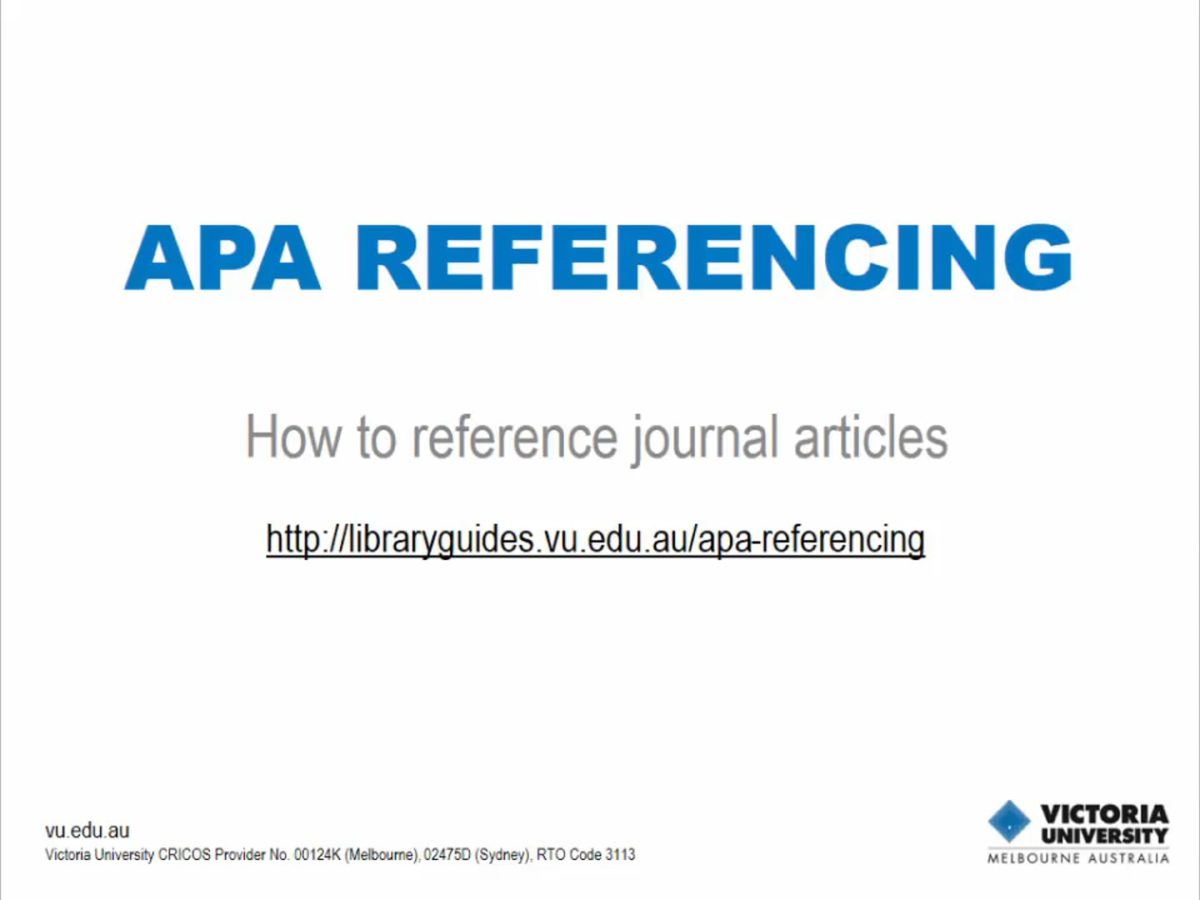 APA Referencing: journal articles