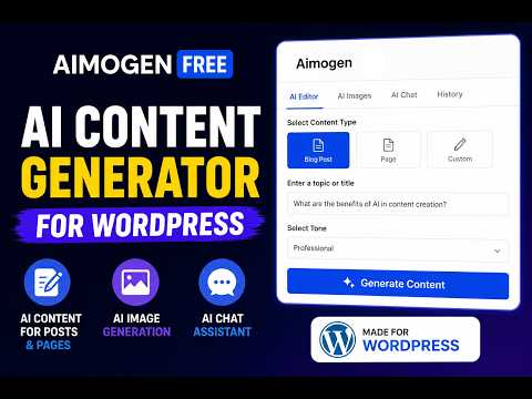 Aimogen Free for WordPress – AI Content Generator Plugin Demo & Tutorial