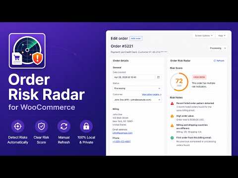 Order Risk Radar for WooCommerce – Product Walkthrough & Features