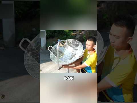A young man used an iron pot and a mirror to make a solar power generation device #shorts