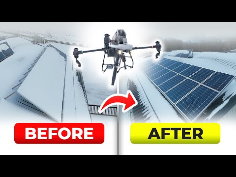 Cleaning Solar Panels with Drone and Leaf Blower!