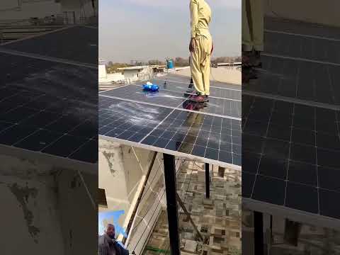 Solar panel cleaning#solar #renewableenergy #electrical #solersystem #solarpower #shortvideo