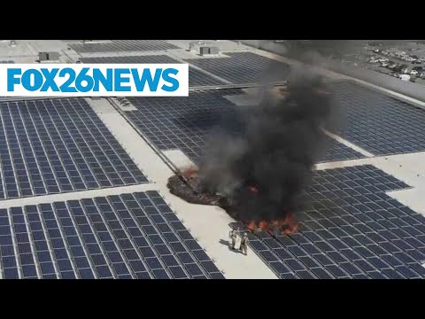 A fire destroyed hundreds of solar panels at an Amazon warehouse in Fresno in 2020