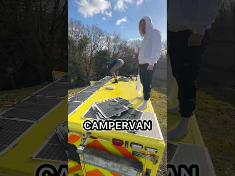 Solar panels on our off grid ambulance camper van !!