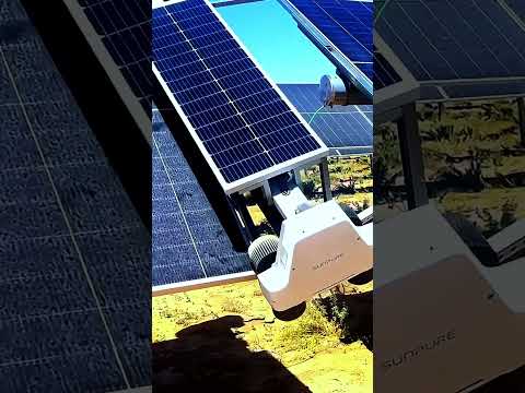 Solar Cleaning Robot Moves Between Panels