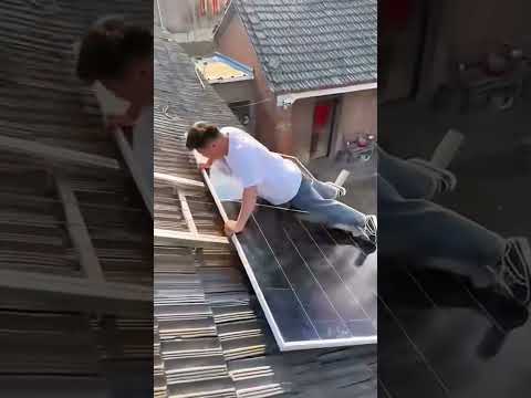 Easy transportation process of solar panels and tiles onto the roof