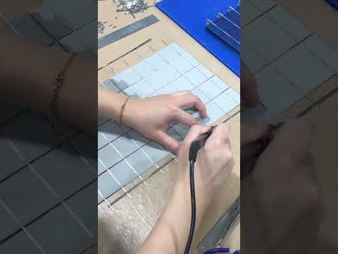 Solar panel manufacturing process: Welding joint points.#solarpanel #welding #portablepowerstation