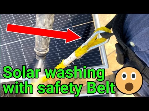 How to wash Solar panels at home easy way | Solar wash with safety Belt | Solar cleaning at home