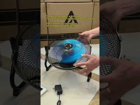 2 in 1 Solar fan. Can charging with solar panels and ac adaptor. Battery capacity is 6000mah.