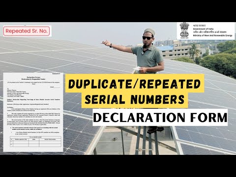 Duplicate Solar Panels Serial Numbers Declaration/Undertaking Form| Annexure I