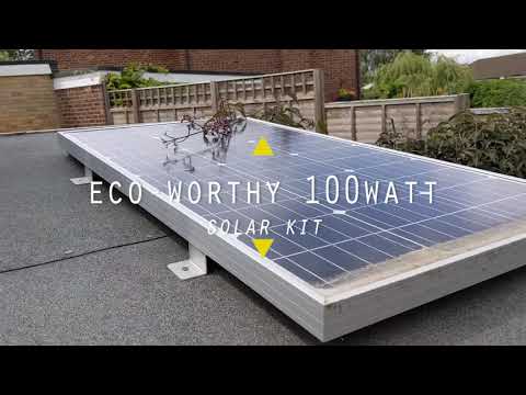 Eco-worthy 100w solar panel kit with leisure battery on garden shed – 1 year review