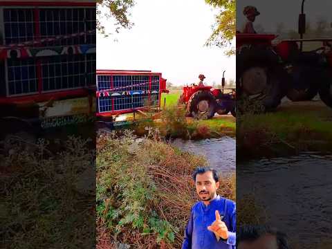 Tractor trolley with solar panels gets stuck in water | #short #ytshort #shortvideo