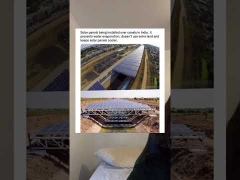 Solar panels being installed over canals in India.