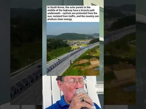 In South Korea, The Solar Panels in The Middle of The Highway Have A Bicycle Path Underneath.