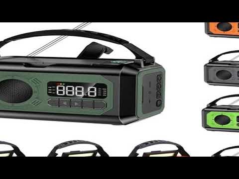 12000mAh AM/FM/NOAA Weather Radio with 2 Solar Panels Solar Hand Crank Portable Emergency
