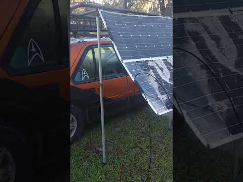 Camp solar shower water heater with solar panels!