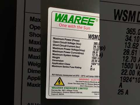 WAAREE 365 Watt Black & Blue Mono PERC Solar Panel #waaree #solarpanel