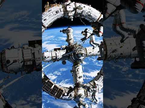 Astronauts Setting Up Solar Panels on ISS ☀️🛰️ #ISS #SpaceExploration #Astronaut