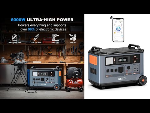 OSCAL PowerMax 6000 Solar Generator 6000W (7200W Peak) 120V/240V, 3600Wh Power Station