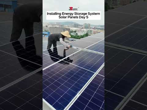SUNC Energy Storage System: Installing Solar Panels Day 5,fixed to the brackets#solar #solarpanels
