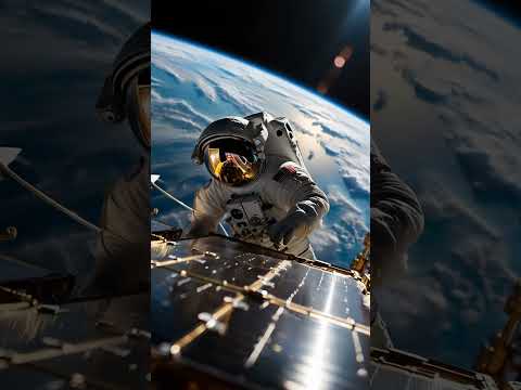 Astronaut repairs solar panels on the ISS | Amazing view of Earth  #Space #Astronauts #NASA