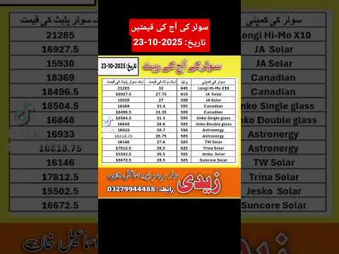 Latest Solar panels price in Pakistan, Solar rated today. #zaidisolarservices