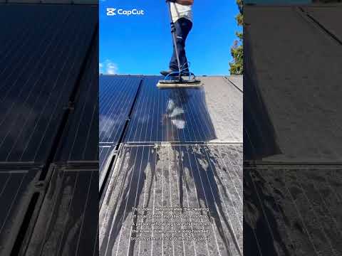 cleaning of solar panels installed on a rooftop#shorts