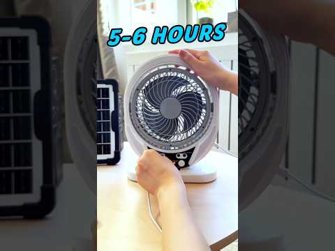 POWERPH 8inch Rechargeable Electric Solar Mini Fan With 4W Solar Panel 2 LED Light Electric Charger