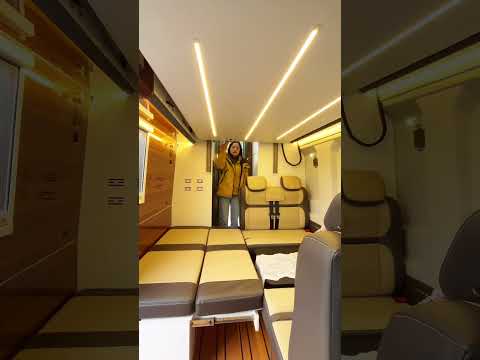 A uniquely designed kitchen and bathroom unit, equipped with 10 kWh solar panels. #RVTravel