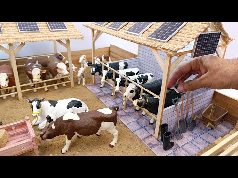 How I made Miniature Cattle Shed Farm Model with Solar Panels | Cow Shed Farm Diorama | DIY Cow Farm
