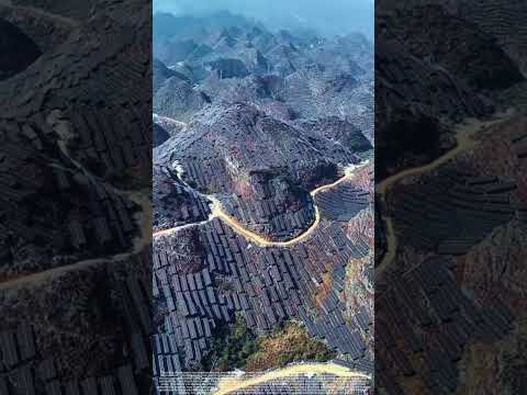 Large-scale solar panels – covering the entire mountainside #automobile #bamboo1 #excavator