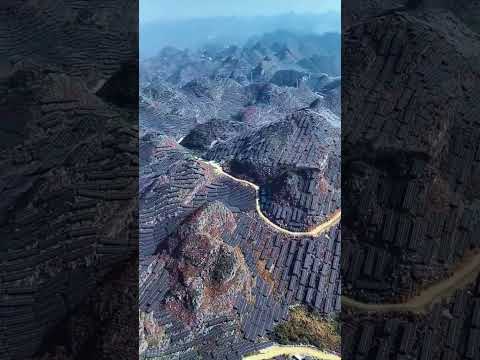 mountains covered with solar panels in China