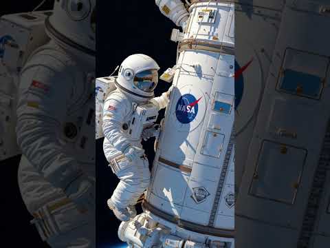 Terrifying View from ISS Solar Panel 😱 #spacewalk #ai