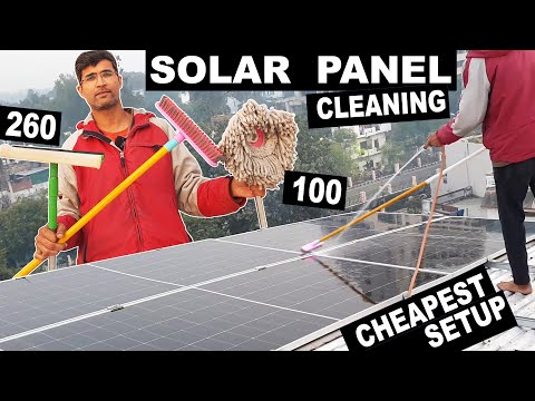 How To Clean Solar Panels On Your Roof at Home | Solar Panel Cleaning System Brush Liquid Wiper