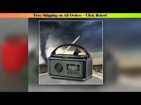 12000mAh AM/FM/NOAA Weather Radio with 2 Solar Panels Solar Hand Crank Portable Emergency Radio