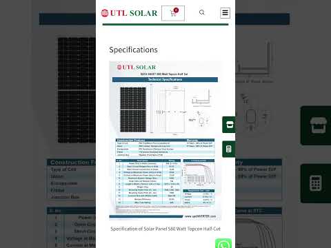 utl 580 watt topcon solar panel specifications