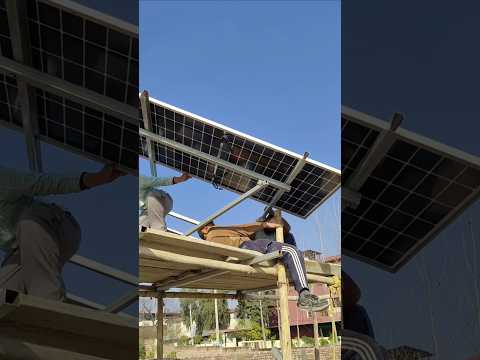 wow pillar top solar panel very tough job 💪💯 #electrical #shorts