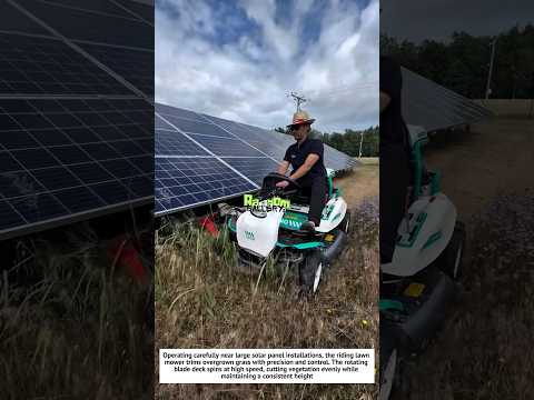 Grass Cutting Near Solar Panels 🚜 Smart Maintenance for Solar Power Areas!