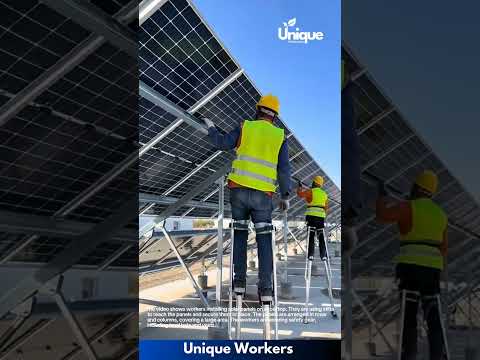 Solar Panel Installation: Workers on Stilts Secure Panels