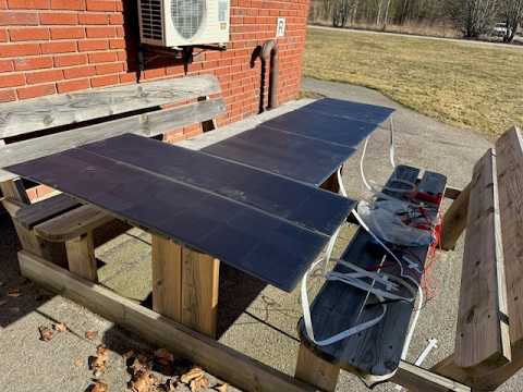 Testing solar panels in real sun.