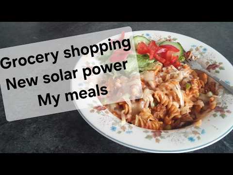 Grocery shopping, solar energy chat and my meals.