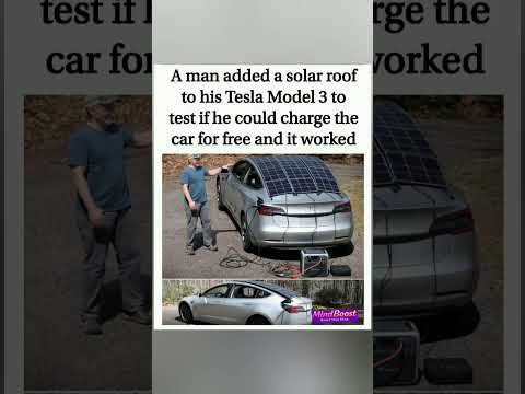☀️🚗⚡Man added a solar roof to his Tesla… charged it for FREE and it worked #shorts  #electriccar