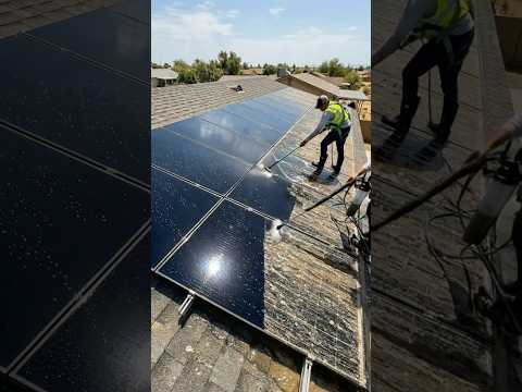 Cleaning Solar Panels = Instant Money Back☀️💸 #solarpanelcleaning #solarpanels
