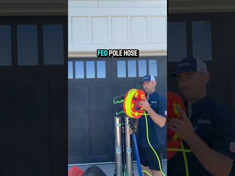 Learn the exact solar panel cleaning equipment setup, including RODI systems and water-fed poles.