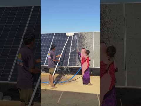 Solar Panel Cleaning Day ☀️💦Teamwork at Solar Farm 🔋🌞