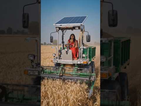 TitleSolar Mini Harvester Machine | Solar Power Se Gehun Ki Katai 🌾☀️#desijugaad #farming